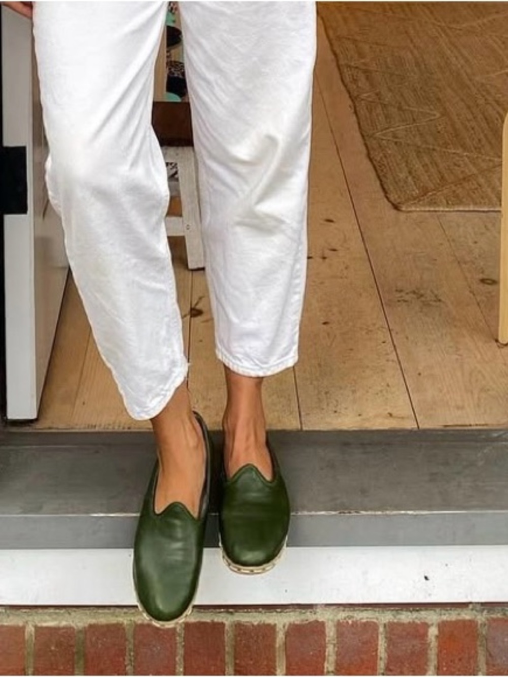 SABAH handmade Leather Loafers in Denali Green Size 39/8 EUC